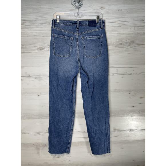 Wild Fable Jeans Womens 10 Blue Super High Rise Straight Button Fly Distressed - Picture 7 of 13